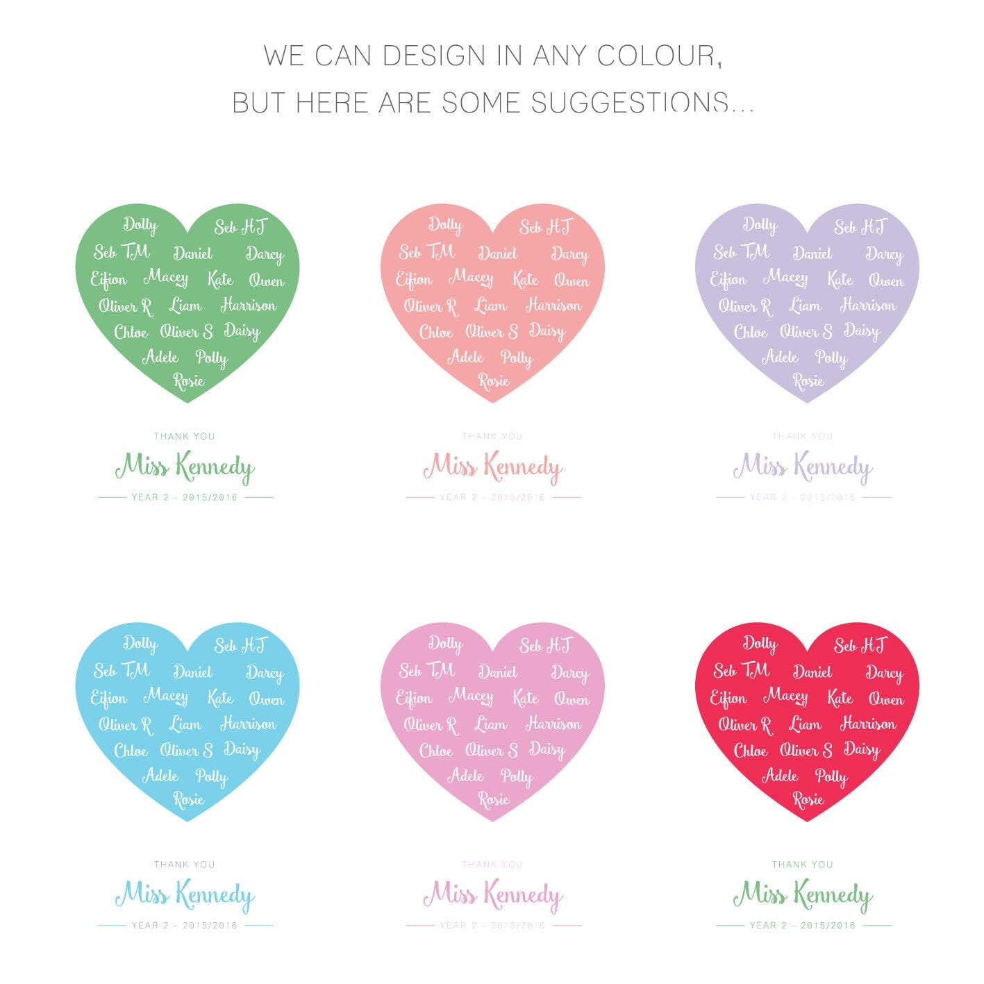 Personalised Teacher Gift Heart Print