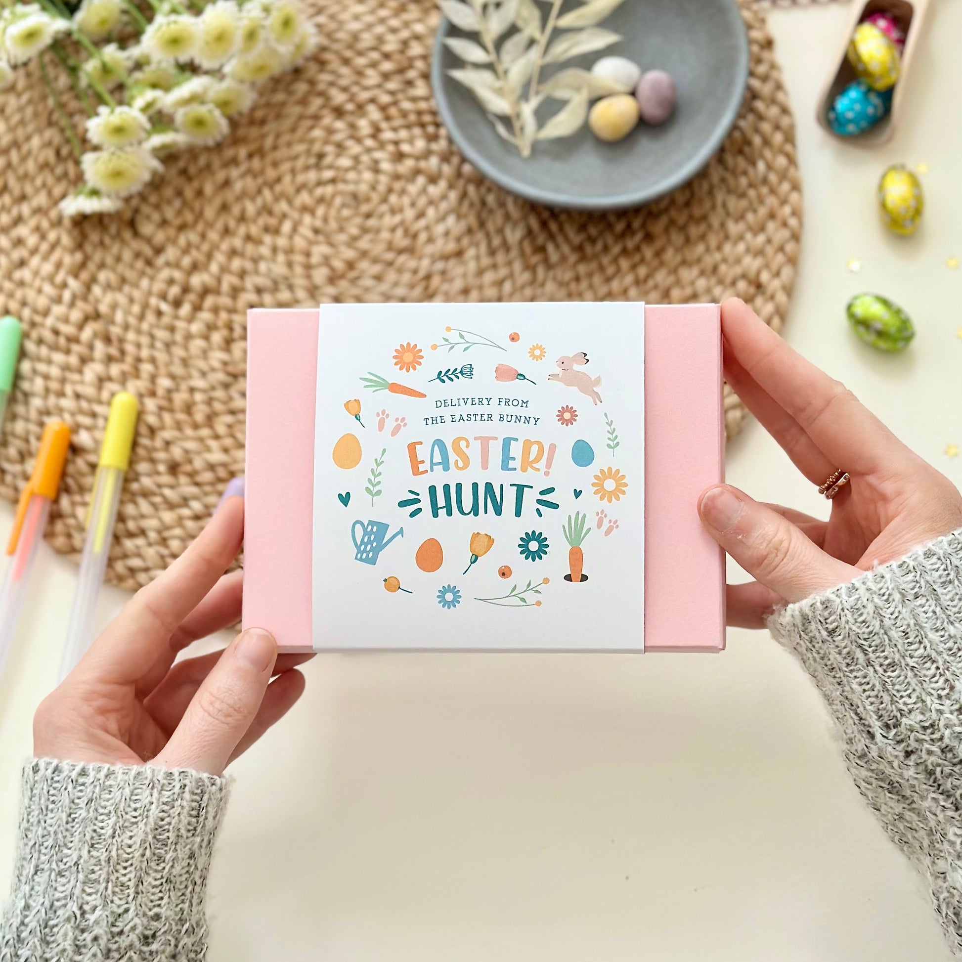 Easter Egg Hunt With Scratch Card Clues. Have some family fun this Easter with our festive themed scratch card Easter hunt, including a card from the Easter Bunny and presentation box.