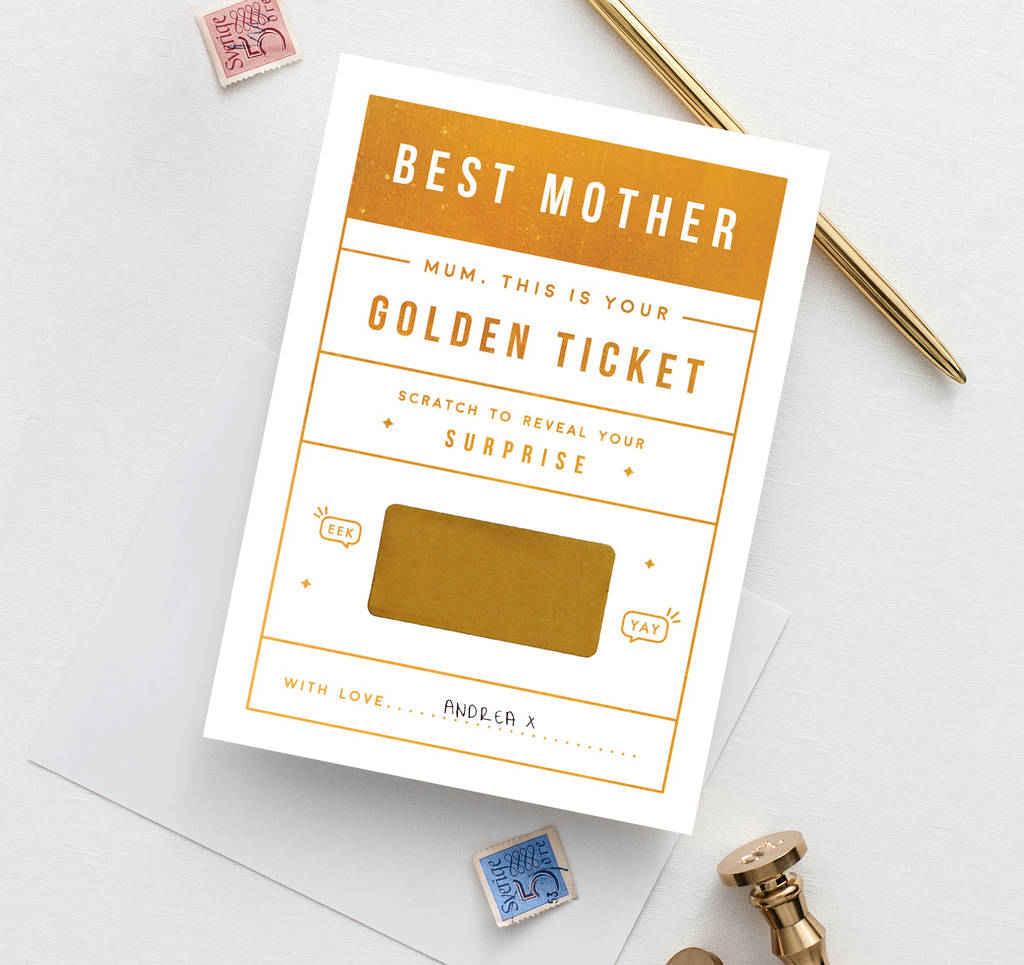 Mother's Day Golden scratch card. Designed by Rodo Creative