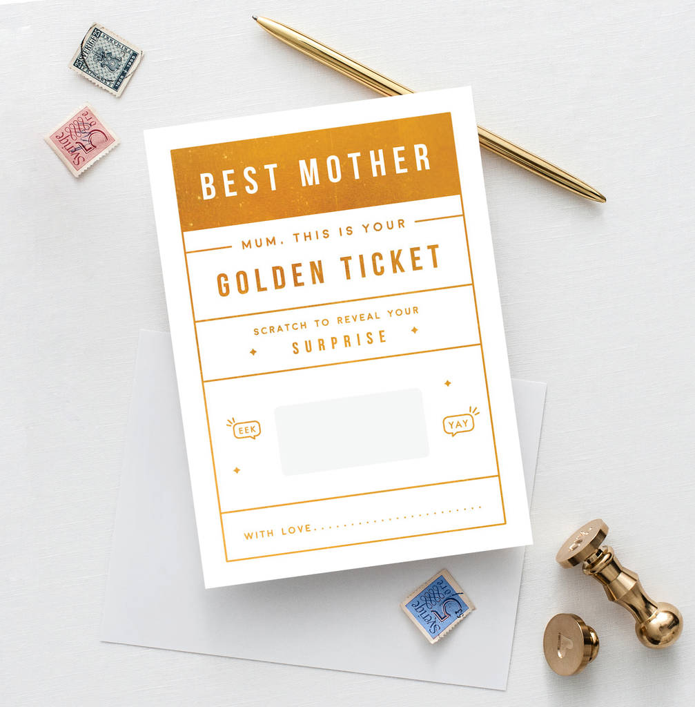 Mother's Day Golden scratch card. Personalise with your own surprise