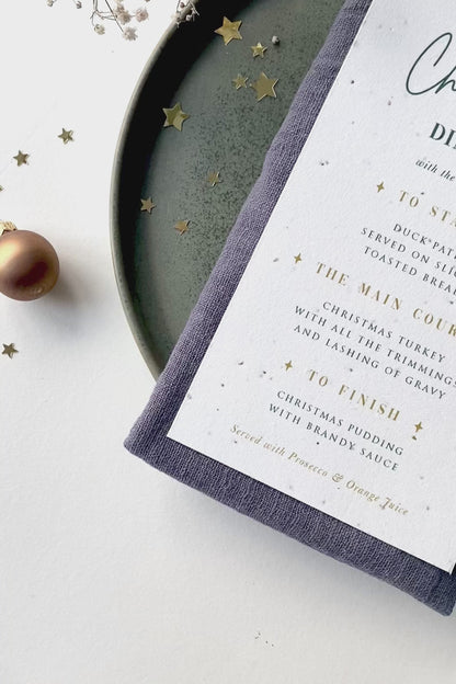 Eco Friendly Christmas Menu With Plantable Seed Paper