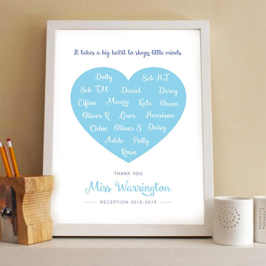 Personalised Teacher Gift Heart Print