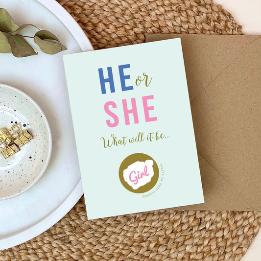 He Or She Baby Gender Announcement Scratch Card