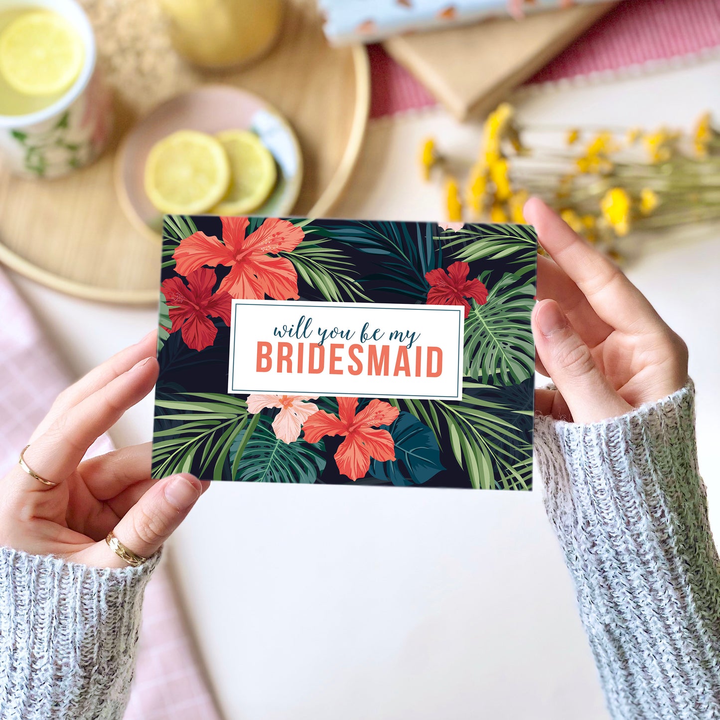 Will you be my Bridesmaid tropical Card