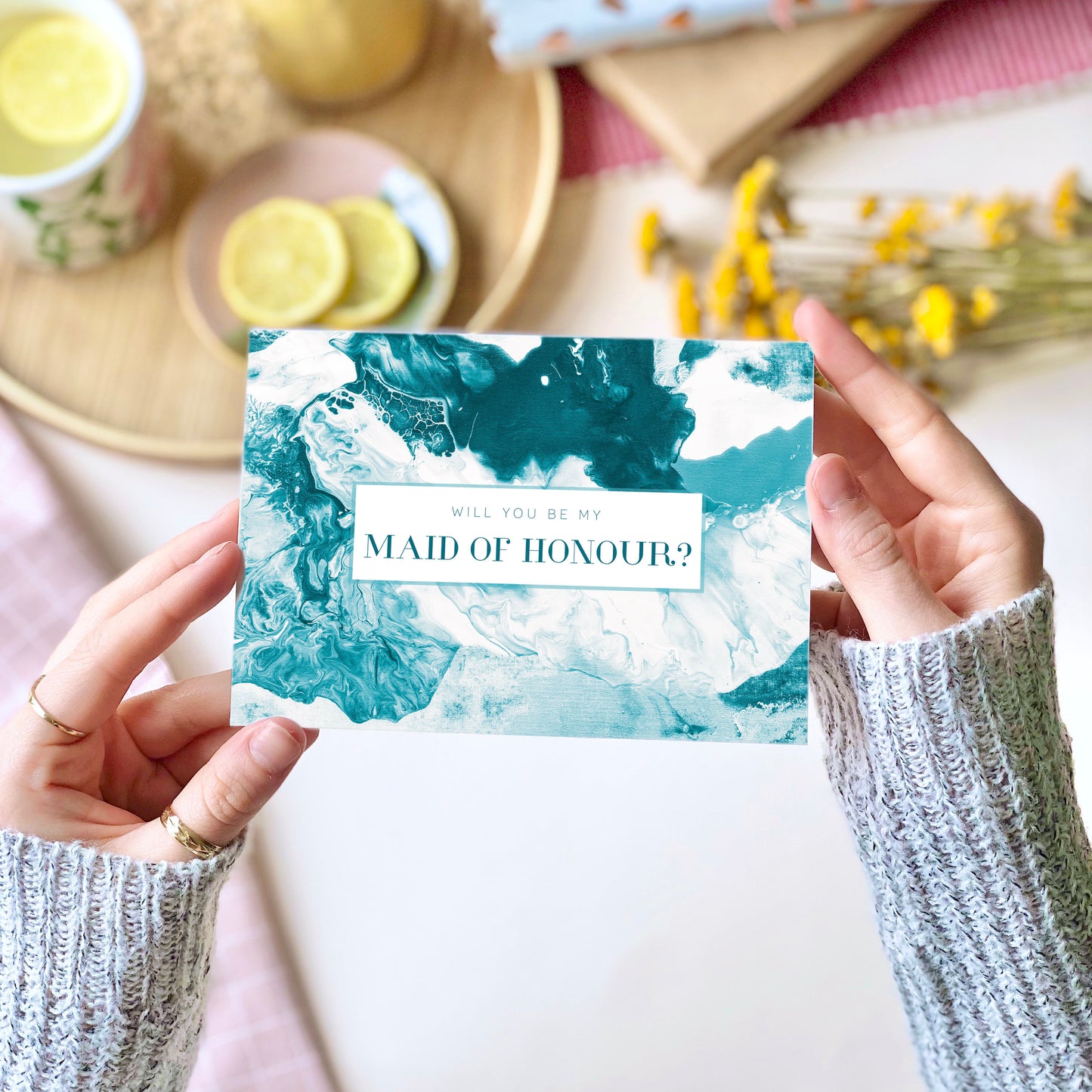 Will you be my Maid of Honour Marble Card