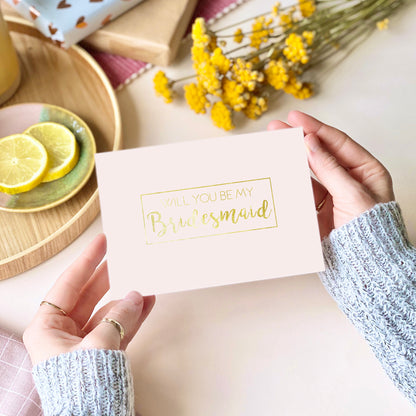 Will You Be My Bridesmaid Gold Foil Pink Card