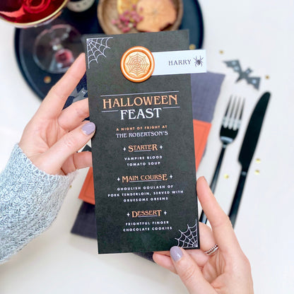 Halloween Table Menu And Optional Spooky Quiz Card