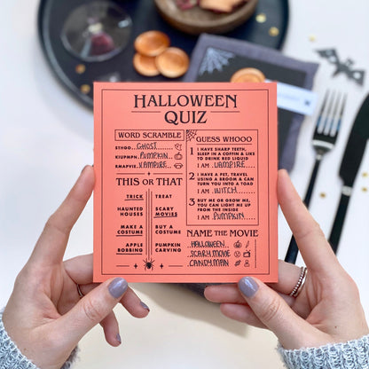 Halloween Table Menu And Optional Spooky Quiz Card