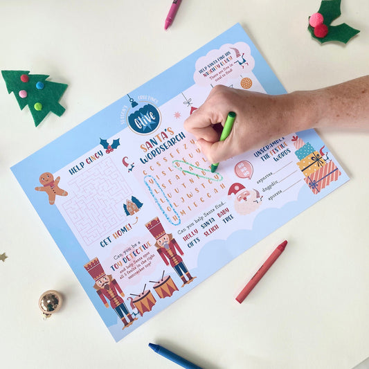 Personalised Kids Christmas Activity Place Mat