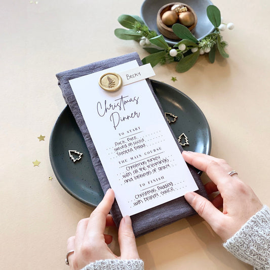 Modern Christmas Menu With Place Card and Wax Seals